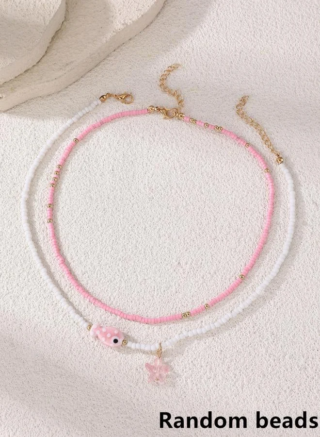 Take Two  Pack of 2 - Pink Beaded Necklace for Women | Best Price UAE